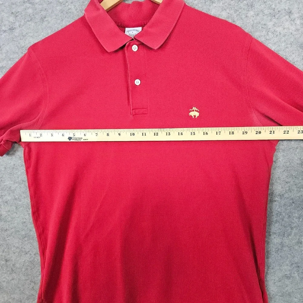 Brooks Brothers Men's‎ Red Knit Polo Shirt Size L Slim Fit 100% Cotton STAINS